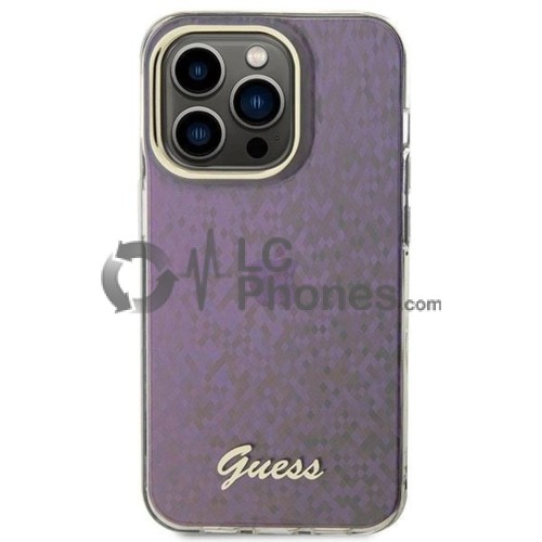 iPhone 15 Pro - Guess Hardcase IML Faceted Mirror Disco Iridescent Case Pink