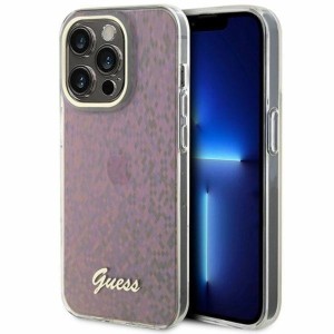 iPhone 15 Pro - Guess Hardcase IML Faceted Mirror Disco Iridescent Case Pink