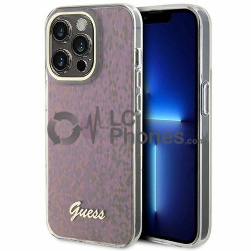 iPhone 15 Pro - Guess Hardcase IML Faceted Mirror Disco Iridescent Case Pink