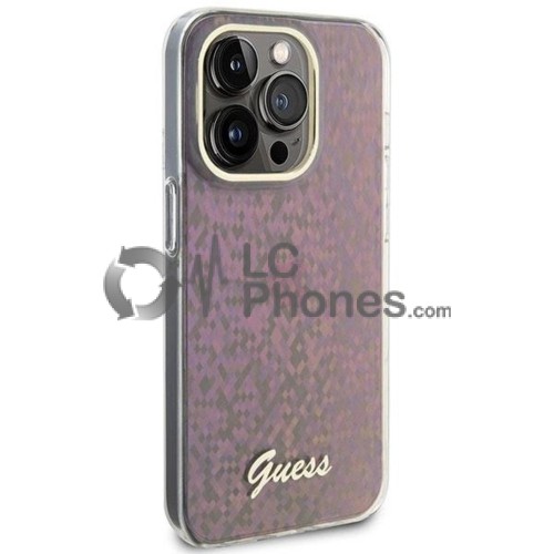 iPhone 15 Pro - Guess Hardcase IML Faceted Mirror Disco Iridescent Case Pink