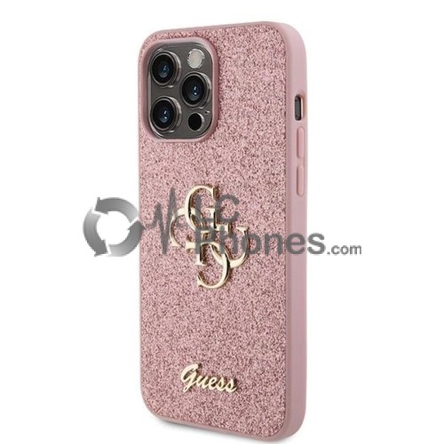 iPhone 15 Pro - Guess Glitter Script Big 4G Case Pink