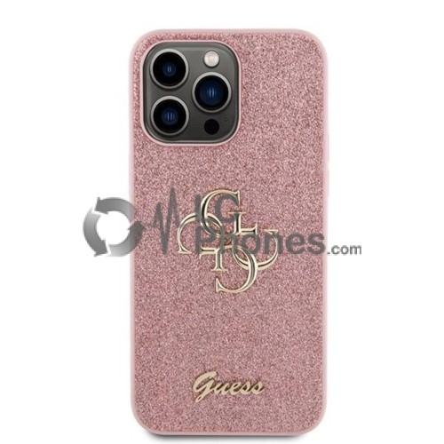 iPhone 15 Pro - Guess Glitter Script Big 4G Case Pink