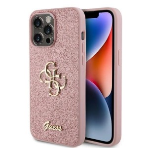 iPhone 15 Pro - Guess Glitter Script Big 4G Case Pink