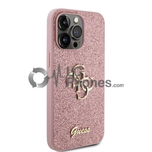 iPhone 15 Pro - Guess Glitter Script Big 4G Case Pink