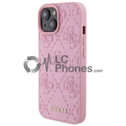 iPhone 15 - Guess Hardcase Leather 4G Stamped Case Pink