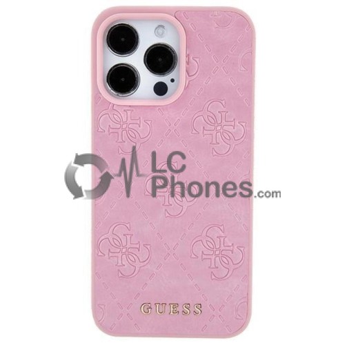 iPhone 15 - Guess Hardcase Leather 4G Stamped Case Pink