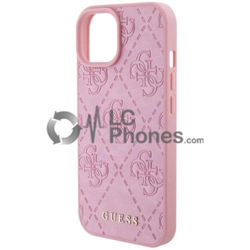 iPhone 15 - Guess Hardcase Leather 4G Stamped Case Pink