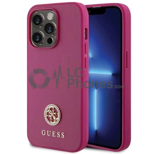 iPhone 15 Pro - Guess Hardcase Strass Metal Logo Case Pink