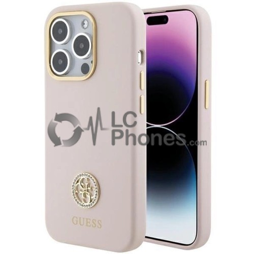 iPhone 15 Pro - Guess Hardcase Strass Metal Logo Case Rose