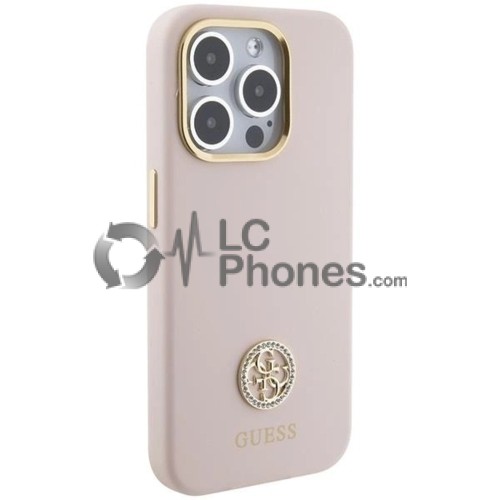 iPhone 15 Pro - Guess Hardcase Strass Metal Logo Case Rose