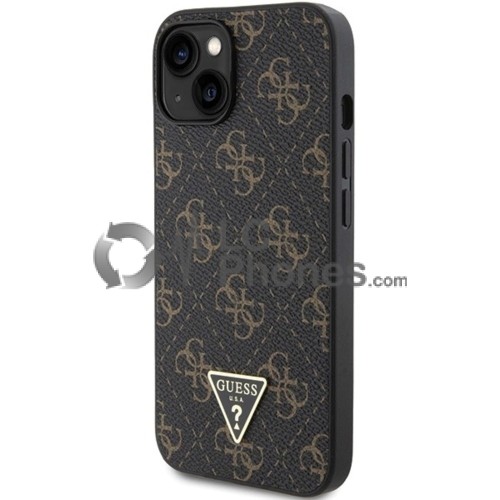 iPhone 13 / 14 / 15 - Guess 4G Triangle Metal Logo Case Black