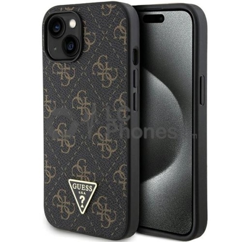 iPhone 13 / 14 / 15 - Guess 4G Triangle Metal Logo Case Black