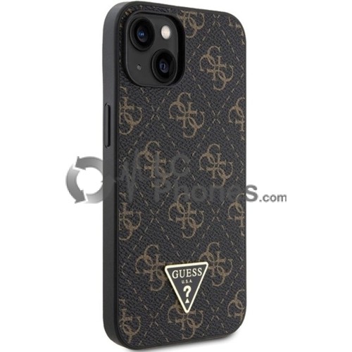 iPhone 13 / 14 / 15 - Guess 4G Triangle Metal Logo Case Black