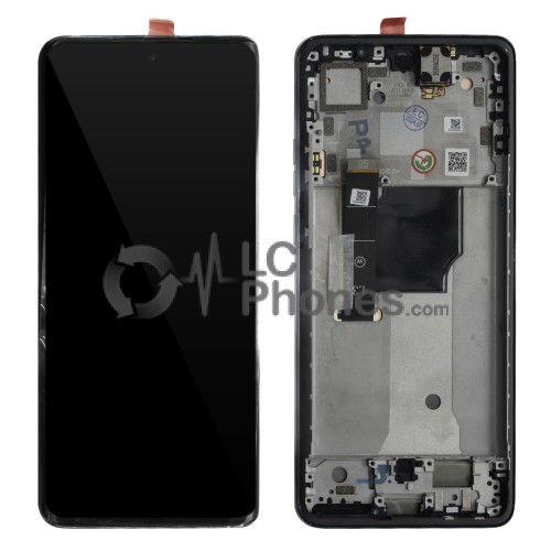 Motorola Edge 40 Neo XT2307-1 - Full Front LCD Digitizer with Frame Black < Service Pack >