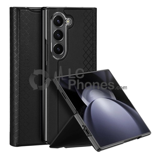 Samsung Galaxy Z Fold6 F956 - Dux Ducis Brill Leather Case with Flap and Card Slot Black