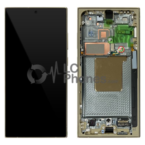 Samsung Galaxy S24 Ultra 5G S928 - Full Front LCD Digitizer with Frame Titanium Yellow < Service Pack >