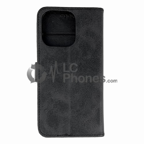 iPhone 16 Pro - Magnet Elegant Flip Cover Case Black