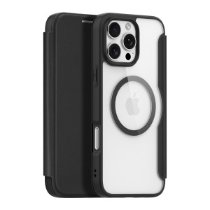 iPhone 16 Pro - Dux Ducis Skin X Pro  Case with MagSafe and Flip Cover Black