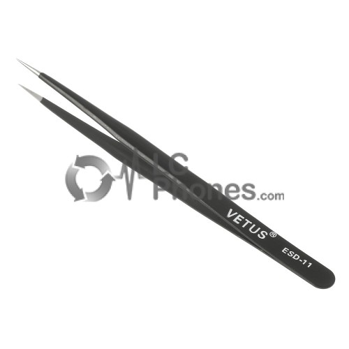 VETUS ESD 11 Anti-Static Steel Fine Tip Curved Tweezer