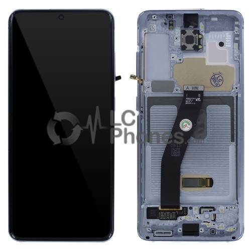 Samsung Galaxy S20 G980 / S20 5G G981 - Full Front LCD Digitizer With Frame Cloud Blue < Service Pack > without Camera