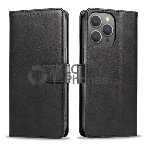 iPhone 16 Pro - Magnet Elegant Flip Cover Case Black