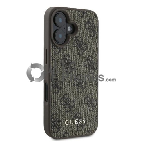 iPhone 16 Plus - Guess 4G Classic Rigide Case Brown