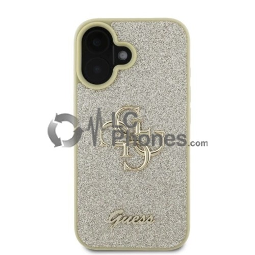 iPhone 16 - Guess Fixed Glitter Big 4G Rigide Case Gold