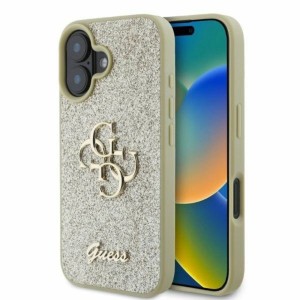 iPhone 16 - Guess Fixed Glitter Big 4G Rigide Case Gold