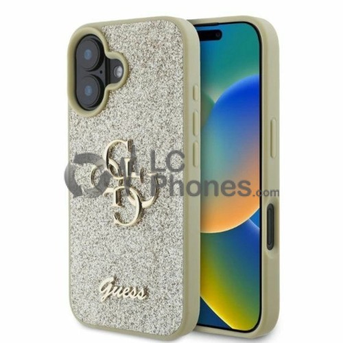 iPhone 16 - Guess Fixed Glitter Big 4G Rigide Case Gold