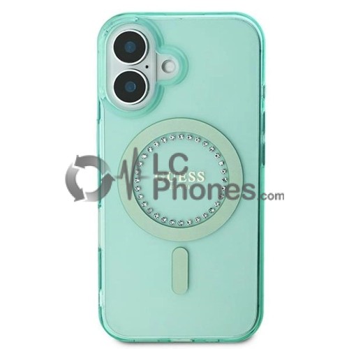 iPhone 16 - Guess IML Rhinestones MagSafe Compatible Case Green