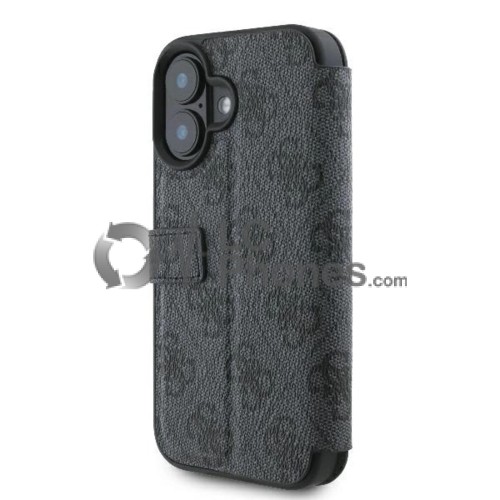 iPhone 16 - Guess 4G Metal Logo Wallet Case Black