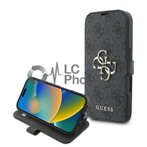 iPhone 16 - Guess 4G Metal Logo Wallet Case Black