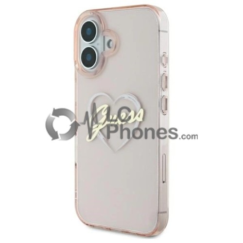 iPhone 16 - Guess IML Heart TPU Case Pink