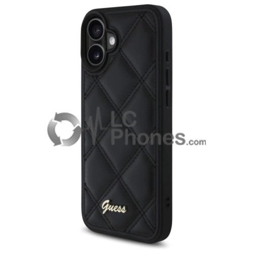 iPhone 16 - Guess Quilted Metal Logo Case Black