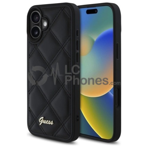 iPhone 16 - Guess Quilted Metal Logo Case Black