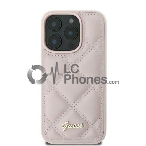 iPhone 16 - Guess Quilted Metal Logo Case Pink