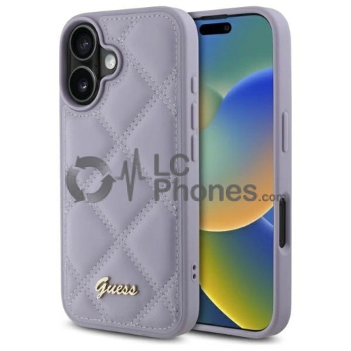 iPhone 16 - Guess Quilted Metal Logo Case Violet