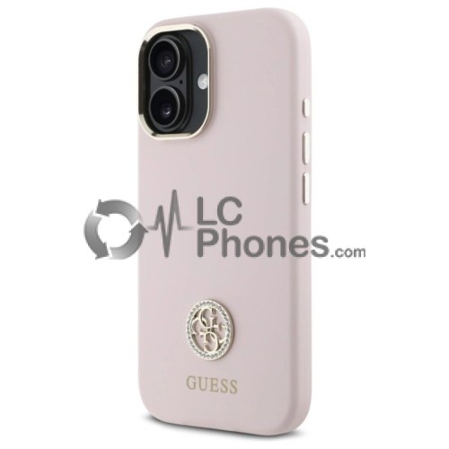 iPhone 16 - Guess Hardcase Strass Metal Logo Case Rose