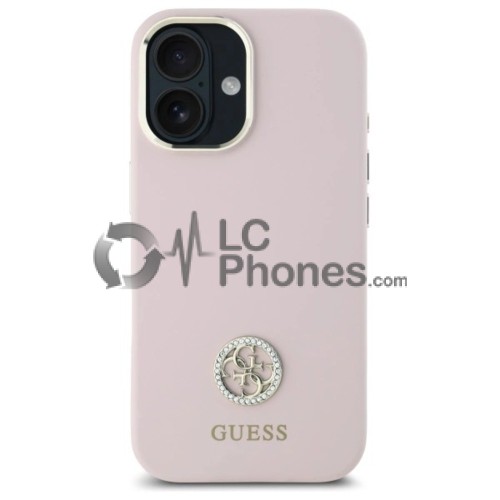 iPhone 16 - Guess Hardcase Strass Metal Logo Case Rose