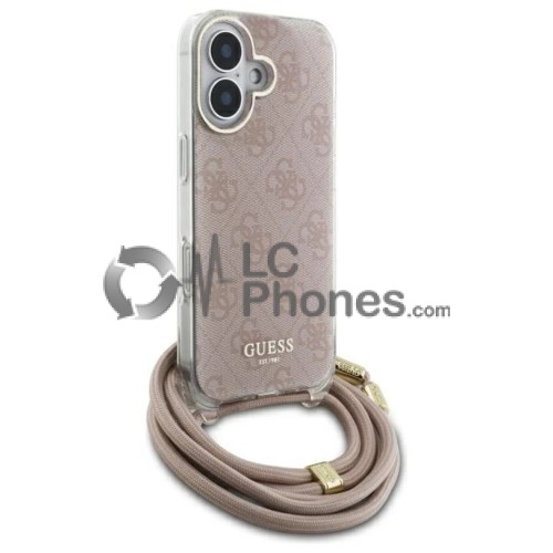 iPhone 16 - Guess Crossbody Cord 4G Print Case Pink