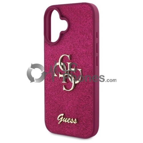 iPhone 16 - Guess Glitter Script Big 4G Case Pink