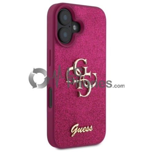 iPhone 16 - Guess Glitter Script Big 4G Case Pink