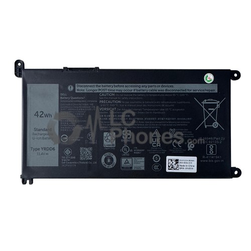 Dell - Laptop Battery YRDD6 3500mAh 42Wh for Dell Inspiron 3480 3481 3482 3490 3493 3590 3593 3595 3580 3581 3582 3583 3584 3585 3780 3781 3781 3581 3584 782 3 785 3790 3793 5481 5485 5488 5491 5493 5590 5591 5593