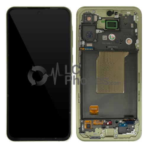 Samsung Galaxy A55 5G A556 - Full Front LCD Digitizer with Frame Lemon < Service Pack >