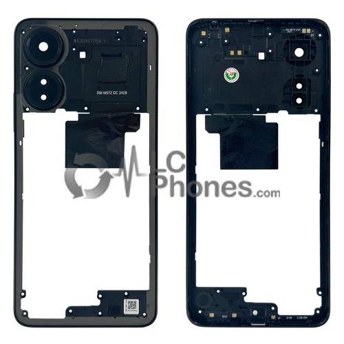 Xiaomi Redmi 13C 4G 23100RN82L, 23106RN0DA, 23108RN04Y - Middle Frame with Camera Lens Midnight Black
