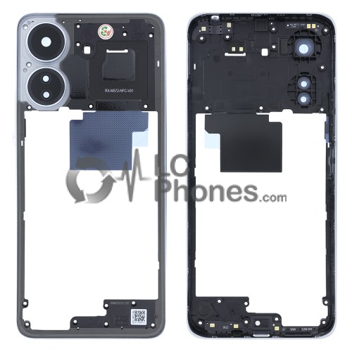 Xiaomi Redmi 13C 4G 23100RN82L, 23106RN0DA, 23108RN04Y - Middle Frame with Camera Lens Glacier White