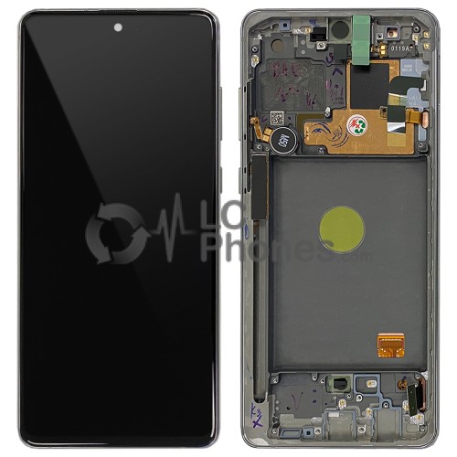 Samsung Galaxy Note 10 Lite N770 - Full Front LCD Digitizer with Frame Silver ( Original Remaded )