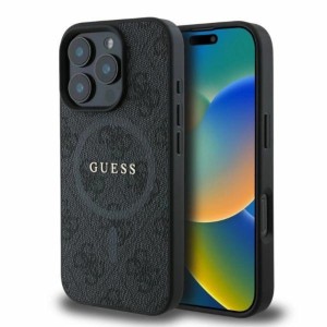 iPhone 16 Pro - Guess 4G Collection Metal Logo MagSafe Compatible Case Black