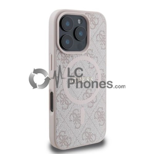 iPhone 16 Pro - Guess 4G Collection Metal Logo MagSafe Compatible Case Pink