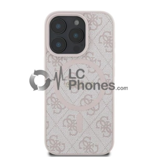 iPhone 16 Pro - Guess 4G Collection Metal Logo MagSafe Compatible Case Pink